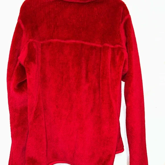Patagonia women’s ' Vibrant Red Fleece Hoodie Size M - Picture 3 of 6